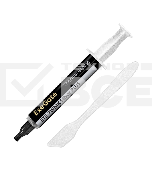 Термопаста ExeGate ETS-7WMK Silver PLUS (7,2 Вт/(м•К), 3г, шприц с лопаткой)
