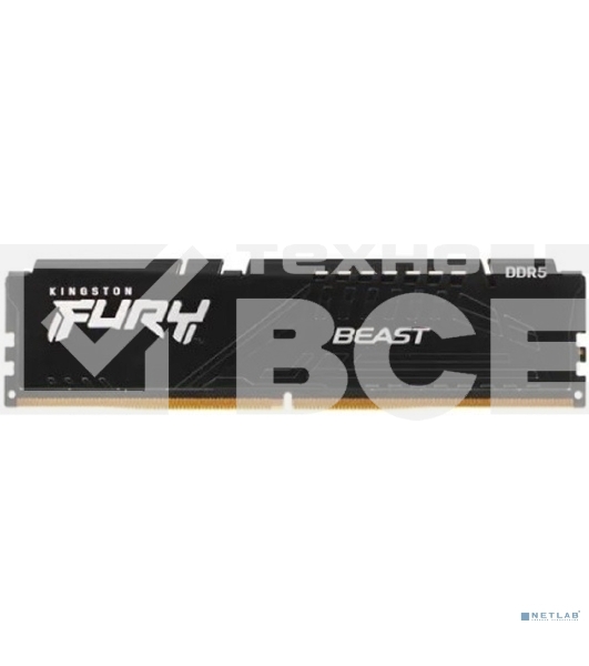 Оперативная память Kingston Fury Beast, DDR5, 32GB (1x32GB), 5600MHz, CL40, с радиаторами, черный