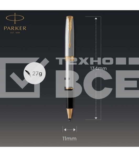 Ручка роллер Parker Sonnet Core T527 (CW1931506) Stainless Steel GT M черн. черн. подар.кор.