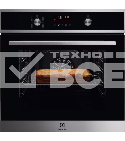 Встраиваемый духовой шкаф Electrolux COF6P76BX, Духовой шкаф электрический с конвекцией, объем 65 л, утапливаемые переключатели, 9 режимов, автопрограммы, очистка пиролитическая, 3 стекла в дверце, направляющие проволочные + телескопические (1 уровень)