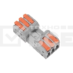 Клемма Rexant СМК 222-423R проходная разъемная 3 полюса серый 0,2-2,5/4 мм² (блистер 5 шт/уп), фото 1