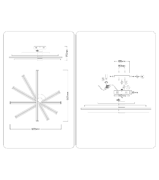 Потолочный светодиодный светильник Ambrella light FL6222 BK черный 70W 3000K-6400K 605*605*170 (ПДУ ИК)