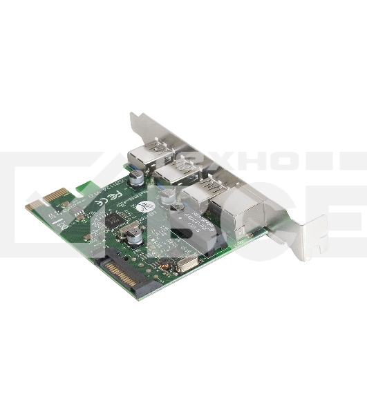 Контроллер сетевой ExeGate EXE-361 PCI-E 2.0, 3*USB3.0 ext + LAN UTP 1000Mbps, раз.доп.пит.OEM)