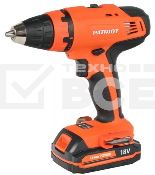 Дрель-шуруповерт аккумуляторная PATRIOT BR 180Li  Li-ion, 18В, 1.5 Aч, 52 Нм, 2 АКБ, кейс