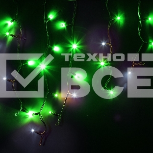 Гирлянда Айсикл (бахрома) светодиодный, 4,0 х 0,6 м, с эффектом мерцания, черный провод 'КАУЧУК', 230 В, диоды зеленые, 128 LED Neon-night