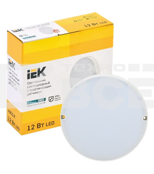 Светильник IEK LED ДПО 2011Д 12Вт IP54 4000К круг белый с АД