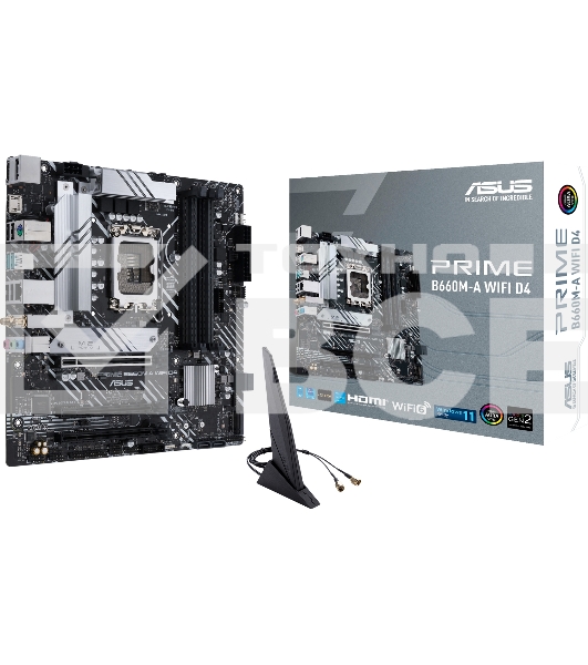 Материнская плата ASUS PRIME B660M-A WIFI D4, Socket LGA 1700, Intel B660, 4xDDR4, 4xSATA, 2xM.2, 1xPCIe 4.0 x16, 1xPCIe 3.0 x16, 1xDP, 2xHDMI, 1x 1Gb LAN, 2xUSB-A 3.2 Gen 2, 4xUSB-A 2.0, 3x3.5 мм, 7.1, mATX