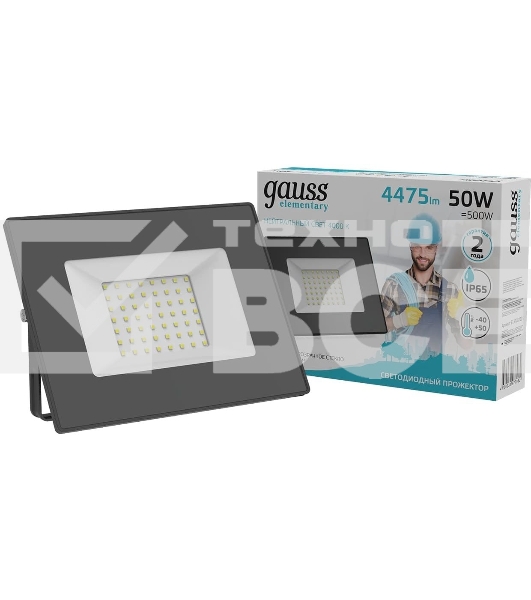 Прожектор Elementary 50W 4475lm 4000К 200-240V IP65 черный LED