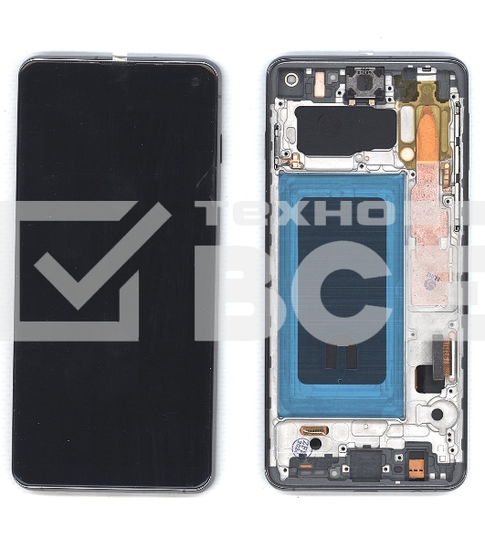 Дисплей (модуль) для Samsung Galaxy S10 SM-G973F в сборе с тачскрином и рамкой OLED черный