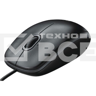 Мышь проводная Logitech B100 черный, 1000 dpi, USB, кнопки - 3