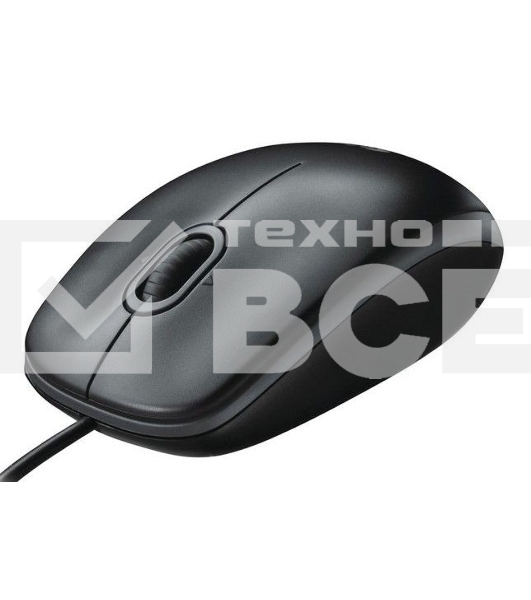 Мышь проводная Logitech B100 черный, 1000 dpi, USB, кнопки - 3
