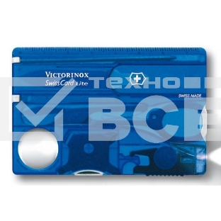 Швейцарская карта Victorinox SwissCard Lite (0.7322.T2) синий полупрозрачный коробка подарочная