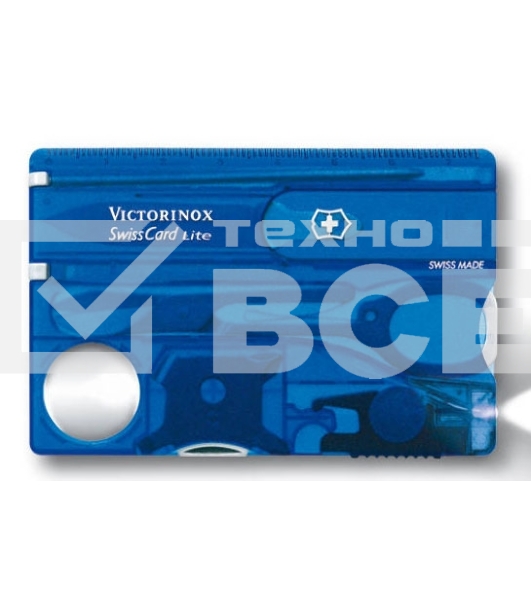 Швейцарская карта Victorinox SwissCard Lite (0.7322.T2) синий полупрозрачный коробка подарочная