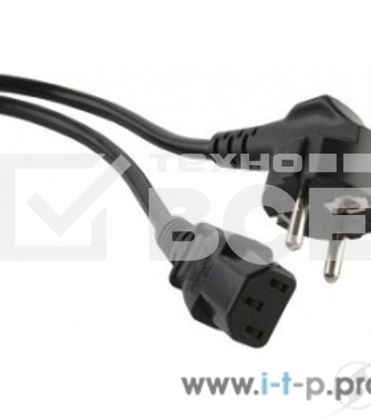 Кабель питания компьютера Hyperline PWC-IEC13-SHM-10-BK (Shucko+C13) (3x1.00), 10A, угловая вилка, 10 м 