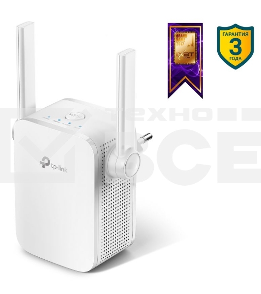Усилитель TP-Link Wi-Fi AC750 Wi-Fi Range Extender, Wall Plugged,433Mbps at 5GHz + 300Mbps at 2.4GHz, 802.11ac/a/b/g/n, 1 10/100M LAN, WPS button, 2 fixed antennas поставляется без кабеля RJ-45