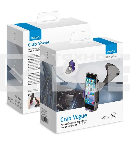 Держатель DEPPA Crab Vogue, для смартфонов 3.5'-5.9', черный 55127