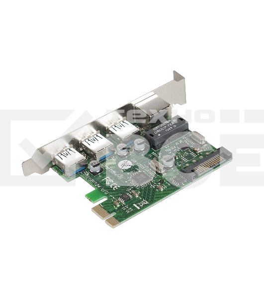Контроллер сетевой ExeGate EXE-361 PCI-E 2.0, 3*USB3.0 ext + LAN UTP 1000Mbps, раз.доп.пит.OEM)