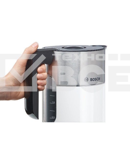 Чайник электрический Bosch TWK8611P 1.5л. 2400Вт белый/серебристый (корпус: нержавеющая сталь)