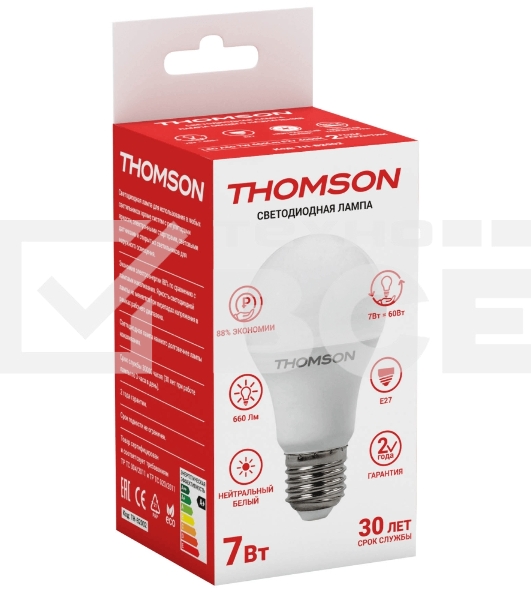 Лампа светодиодная Hiper THOMSON LED A60 7W 660Lm E27 4000K TH-B2002