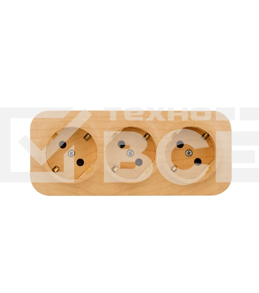 Блок розеток Quteo с предварительным подключением 3x2К+З со шторками, 16A, 250В, IP 20, Дерево