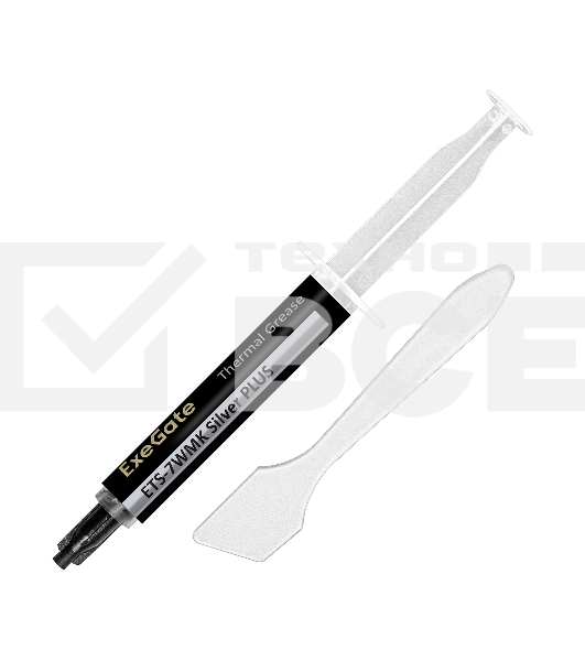Термопаста ExeGate ETS-7WMK Silver PLUS (7,2 Вт/(м•К), 5г, шприц с лопаткой)