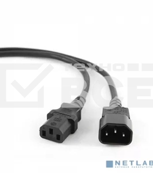 Кабель сетевой CAC6-C13-C14-3M Wize, 3 м, C13-С14, 6 А, черный, пакет