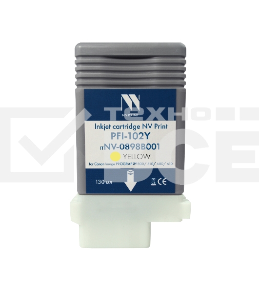 Картридж струйный NVPrint PFI-102Y (NV-0898B001) Yellow для Canon ImagePROGRAF iPF500/510/600/610 (130 мл) совместимый