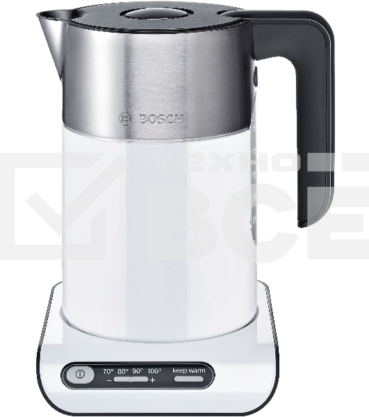 Чайник электрический Bosch TWK8611P 1.5л. 2400Вт белый/серебристый (корпус: нержавеющая сталь)