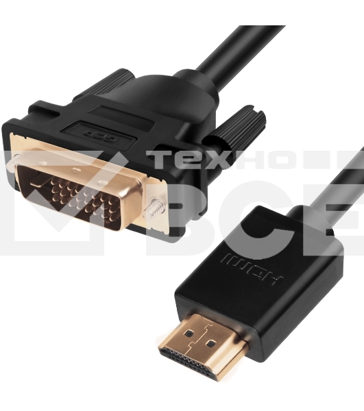 Кабель Greenconnect HDMI-DVI 10.0m черный,OD7.3mm, 28/28 AWG, позолоченные контакты, 19pin AM / 24+1M AM double link,тройной экран(GCR-HD2DVI1-10.0m)
