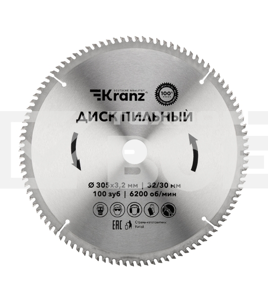 Диск пильный 305 мм х 100 зуб х 32/30 мм Kranz