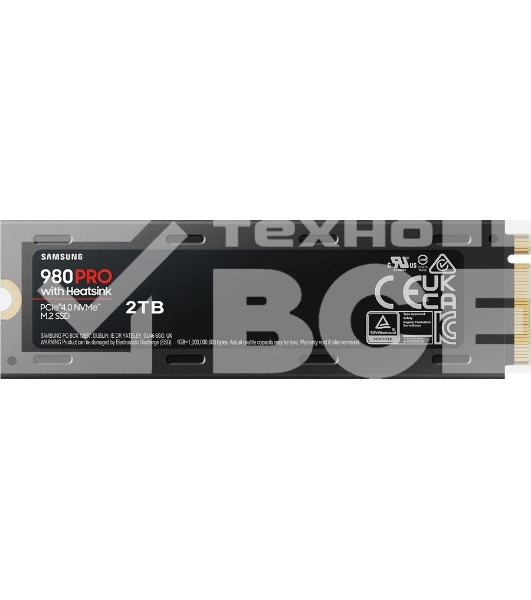Накопитель SSD Samsung 980 PRO MZ-V8P2T0CW, 2Tb, PCIe 4.0 x4, M.2 2280, NVMe, R/W 7000/5100, с радиатором