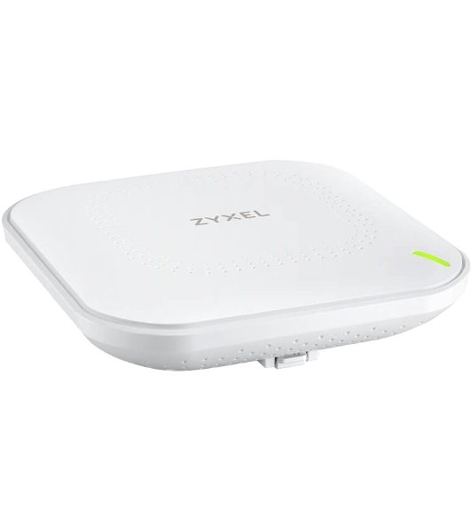Гибридная точка доступа Zyxel NebulaFlex NWA90AX, WiFi 6, 802.11a/b/g/n/ac/ax (2,4 и 5 ГГц), MU-MIMO, антенны 2x2, до 575+1200 Мбит/с, 1xLAN GE, PoE, защита от 4G/5G, БП в комплекте