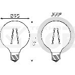 Лампа светодиодная Filament G95 6W 550lm 2400К Е27 golden LED, фото 1