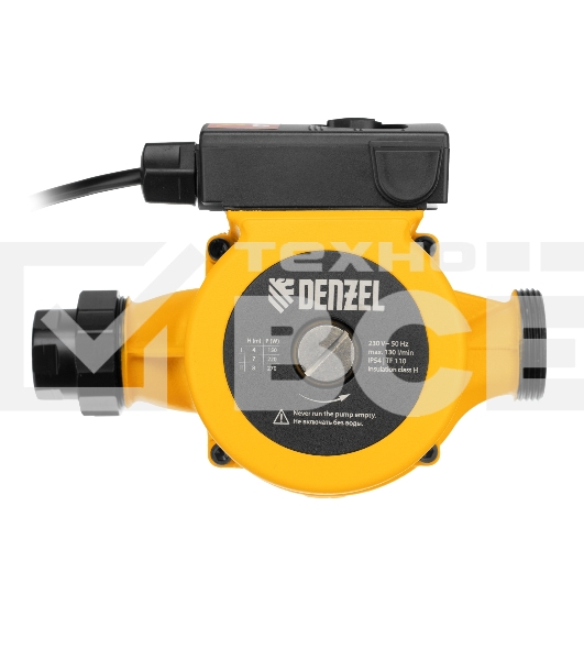 Циркуляционный насос Denzel CP25-8, напор 8 м, 130 л/мин, 1 м кабель, монт. длина 180 мм