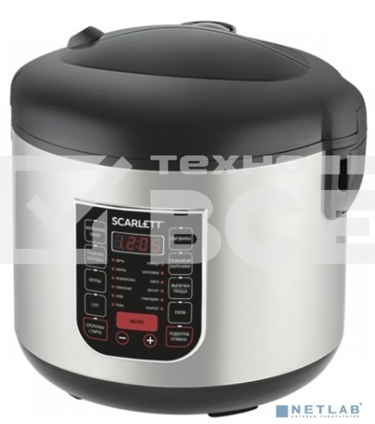 Мультиварка SCARLETT SC-MC410S27, 900 Вт, 5 л, 22 программы, серебро/черная
