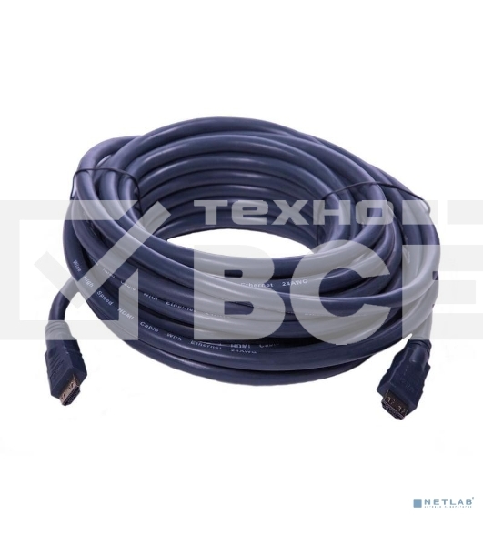 Кабель HDMI CP-HM-HM-10M Wize, 10 м, v.2.0, K-Lock, soft cable, 19M/19M, позол.разъемы, экран, темно-серый, пакет