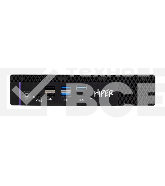 Компьютер Мини ПК HIPER FACTUM FT20 Intel Core i3 14100(3.5Ghz)/8192Mb/256SSDGb/noDVD/BT/WiFi/war 1y/1.2kg/черный/Win11Pro + БП 120Вт/металл/VESA Адаптер на 75х75, 100х100