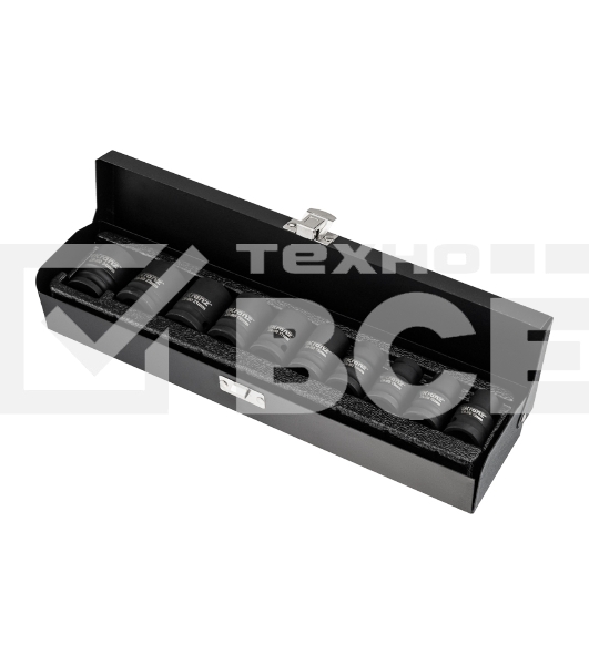 Набор шестигранных ударных торцевых головок Kranz 1/2', 38 мм, 10 предметов (10-24 мм) металлический кейс