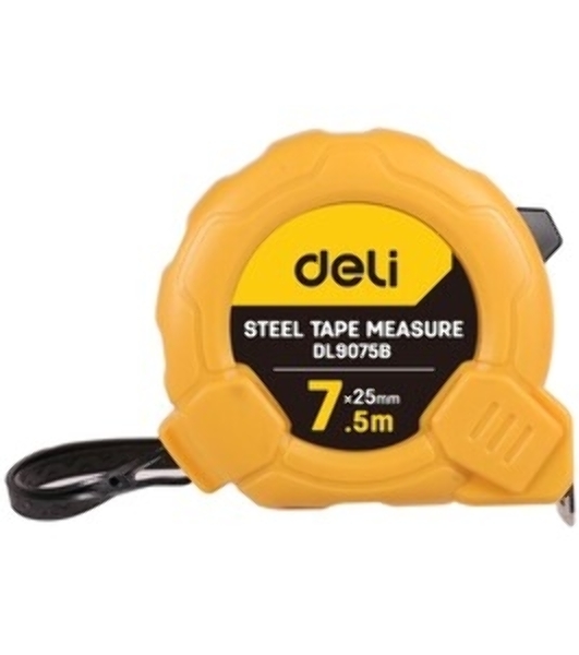 Рулетка Deli DL9075B 7,5мx25мм Метрическая. Корпус ударопрочный.
