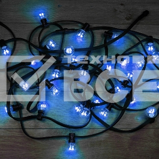 Гирлянда LED Galaxy Bulb String 10м, черный КАУЧУК, 30 ламп*6 LED СИНИЕ, влагостойкая IP65