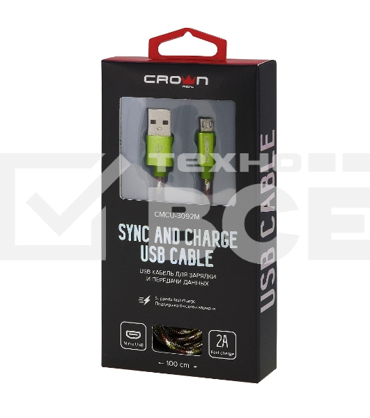 Кабель Crown USB - microUSB CMCU-3092M military