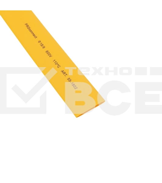 Трубка термоусаживаемая PROconnect ТУТ 18,0/9,0мм, желтая, упаковка 50 шт. по 1м,