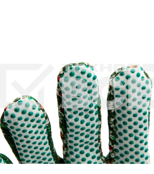 Перчатки садовые х/б ткань с ПВХ точкой, манжет, M Palisad