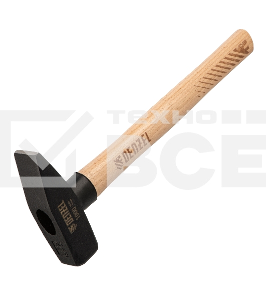 Молоток слесарный Denzel 1000 г, кованый квадратный боек, буковая рукоятка