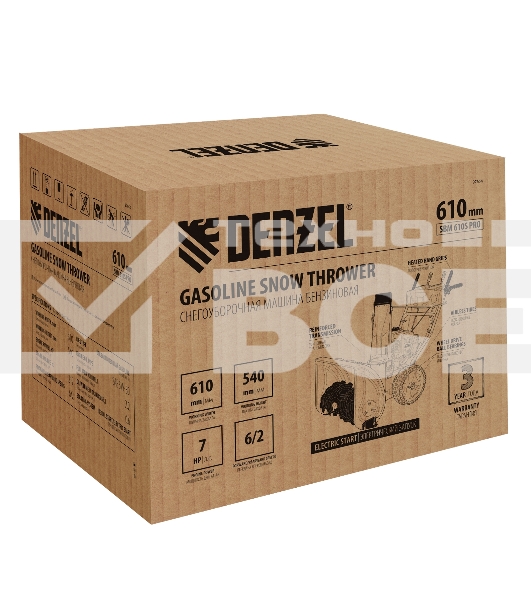Бензиновая снегоуборочная машина SBM 610S PRO, 212cc, эл.старт, фара, обогрев  Denzel