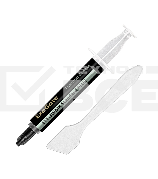Термопаста ExeGate ETТ-3WMK Standard PLUS (3,2 Вт/(м•К), 1.5г, шприц с лопаткой)