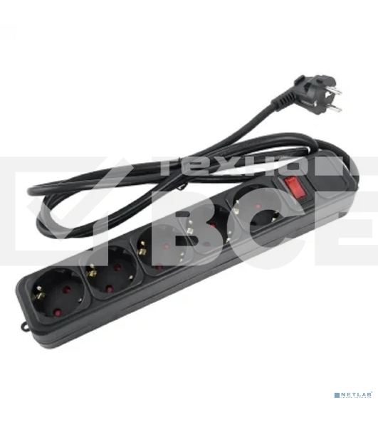 Сетевой фильтр Perfeo 'REAL POWER', 5,0 м, 5 розеток, 16А, 3500 Вт, тройная защита, черный.