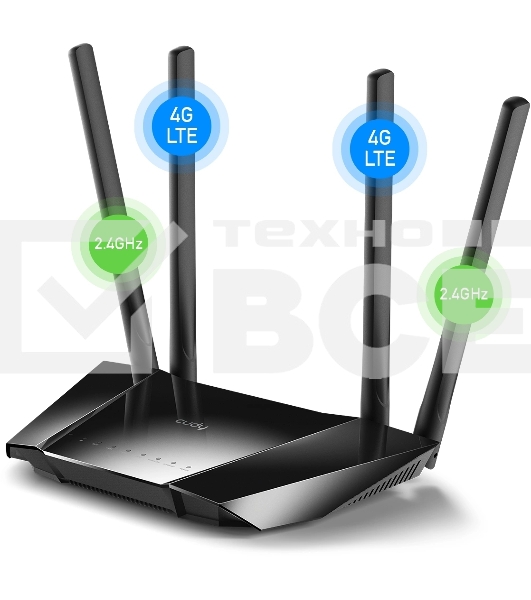 Роутер беспроводной Cudy LT400 N300 10/100BASE-TX/4G cat.4 черный