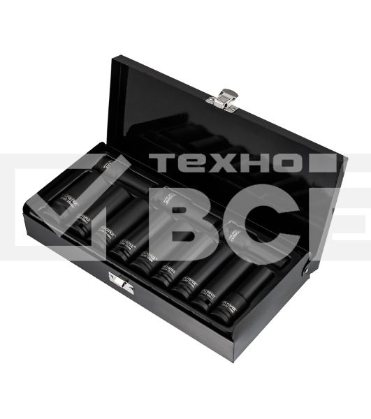 Набор шестигранных ударных торцевых головок Kranz 1/2', 78 мм, 12 предметов (10-24 мм) металлический кейс