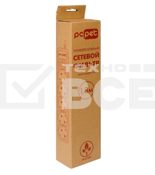 Сетевой фильтр PC Pet AP01006-1.8-BK 1.8м (5 розеток) черный